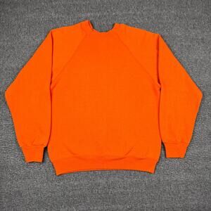 Vintage Tultex Blank Sweatshirt Men's Small Orange Long Sleeve Pullover 90s